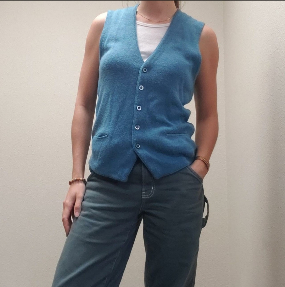 PURITAN Vintage Made in USA Medium Blue Sweater Vest